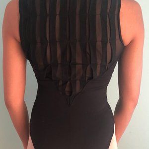 Black Folded Mesh Back Leotard